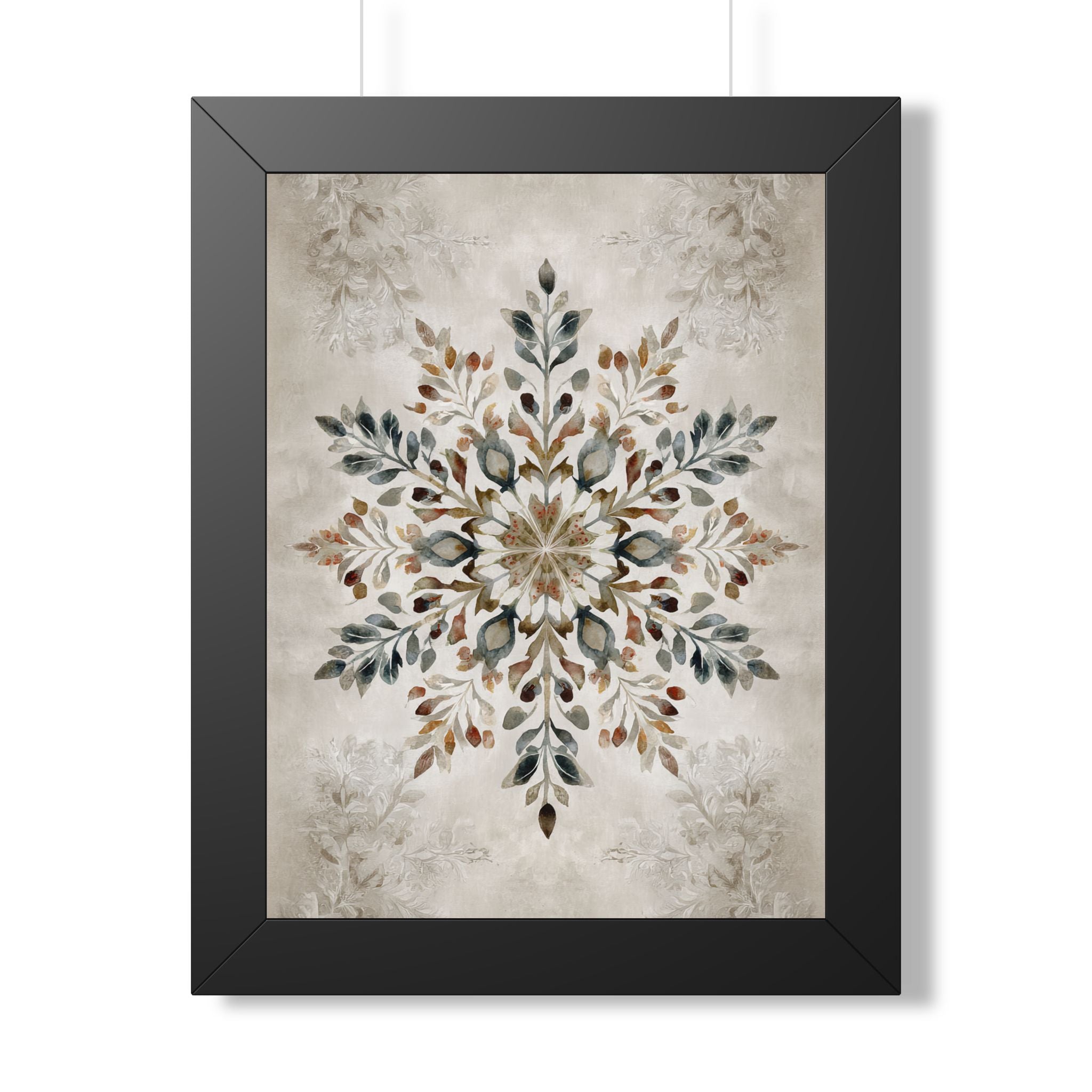 Framed Paper Print - Nordic Botanical Snowflake