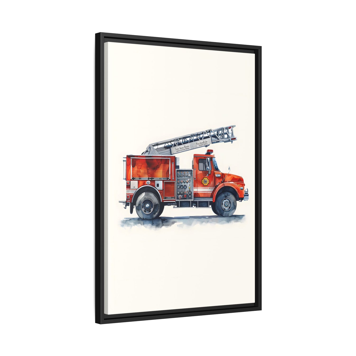 Framed Canvas - Ladder Firetruck Nursery