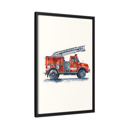 Framed Canvas - Ladder Firetruck Nursery