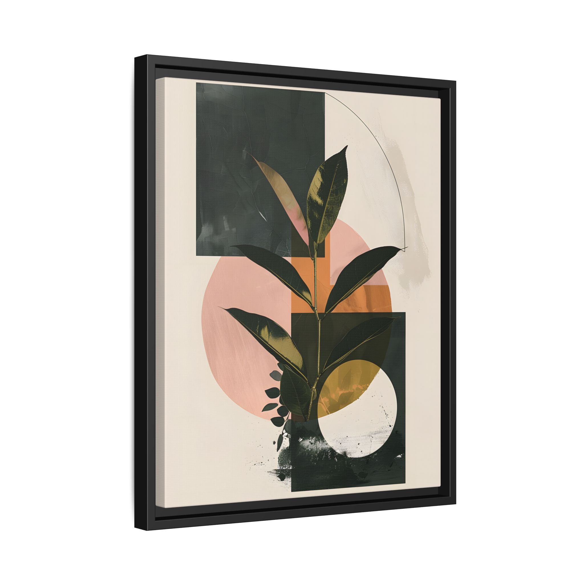 Framed Canvas - Blush Geometry Leafscape