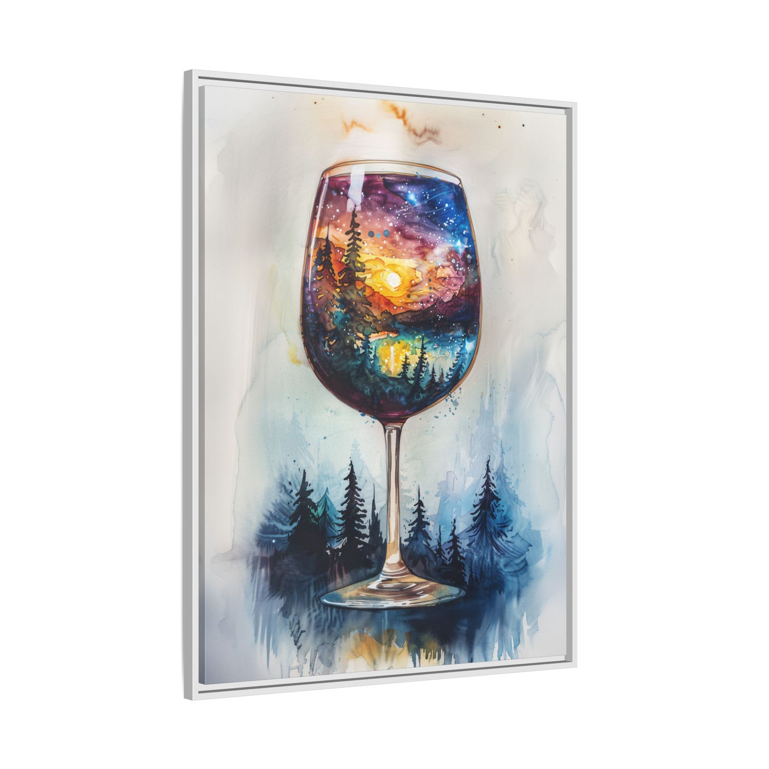 Framed Canvas - Galaxy Within the Wine Glass