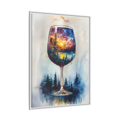 Framed Canvas - Galaxy Within the Wine Glass