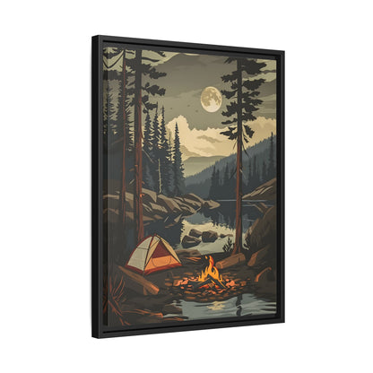 Framed Canvas - Moonlit Campfire Escape