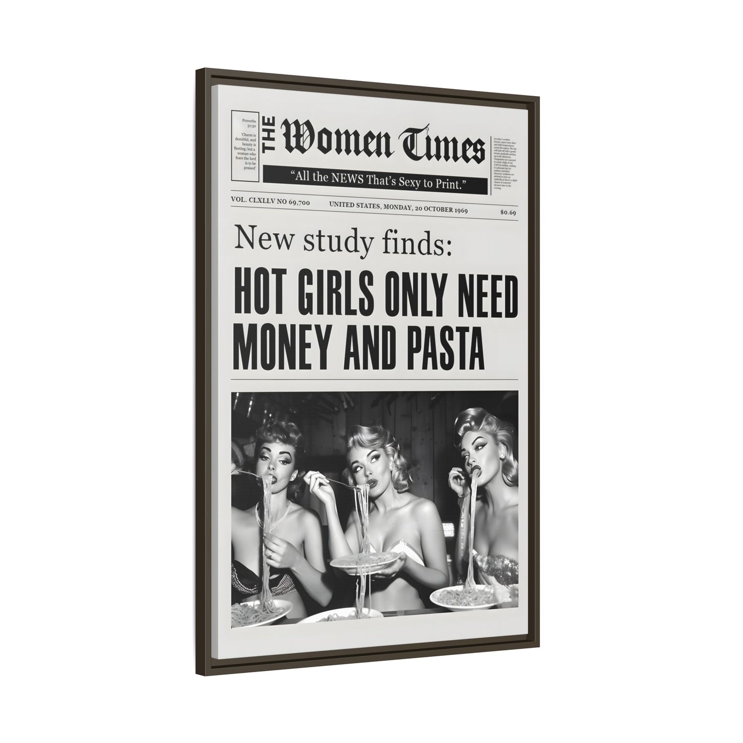Framed Canvas - Retro Pasta Gazette