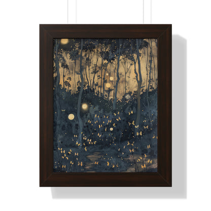 Framed Paper Print - Golden Firefly Nightscape