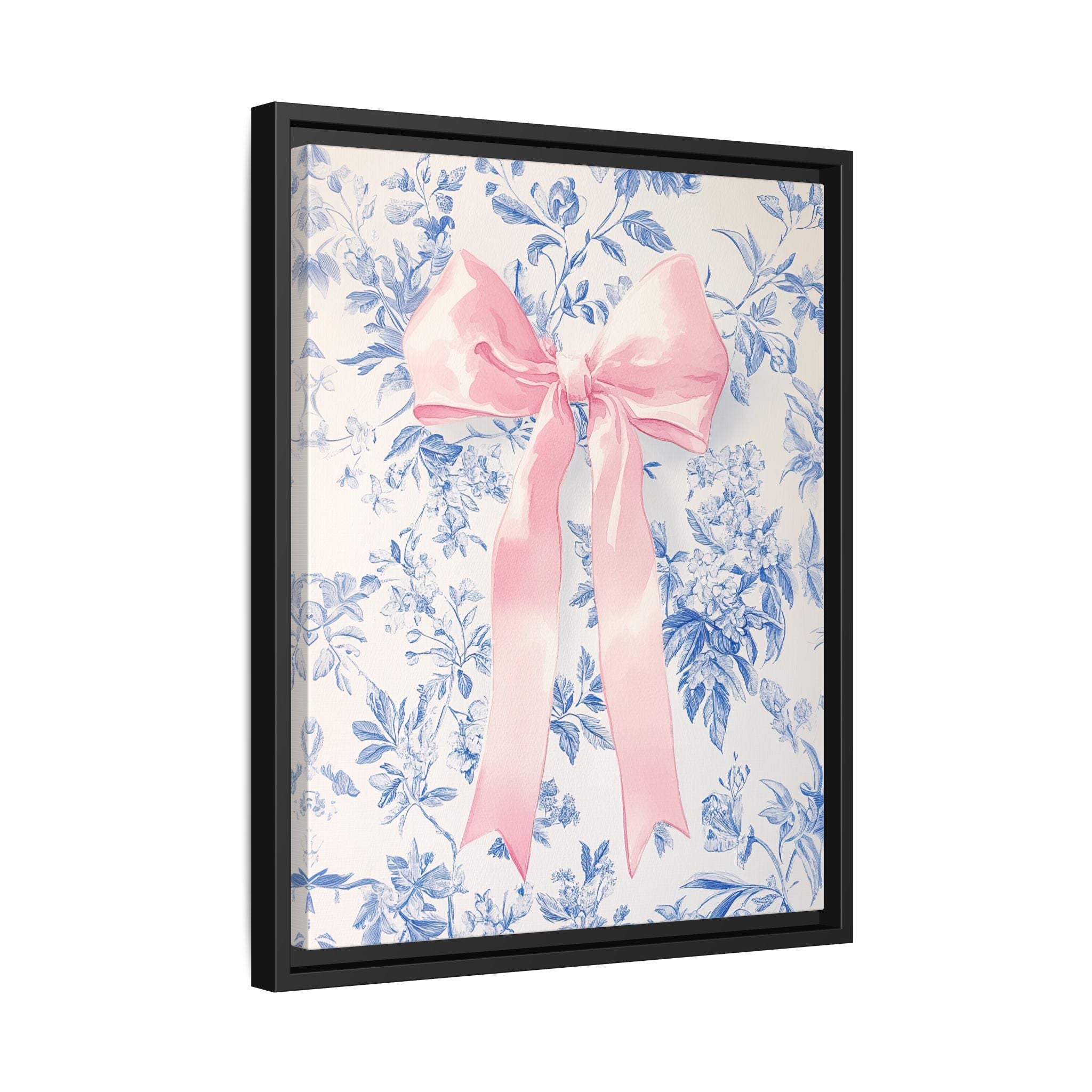 Framed Canvas - Pink Bow Floralscape
