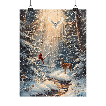 Winter Cardinal Deer Owl