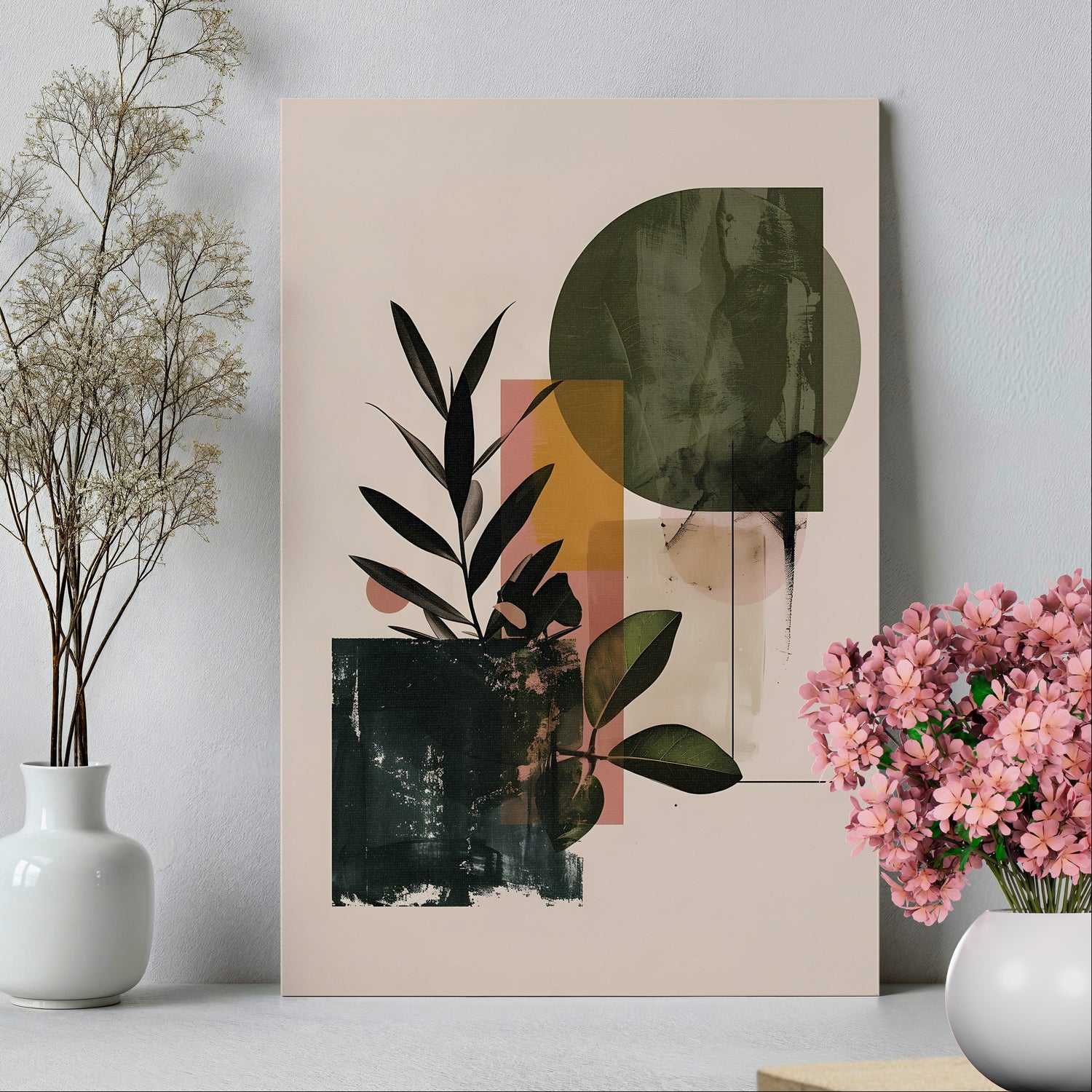 .75" Matte Canvas - Sage Geometry Botanicals