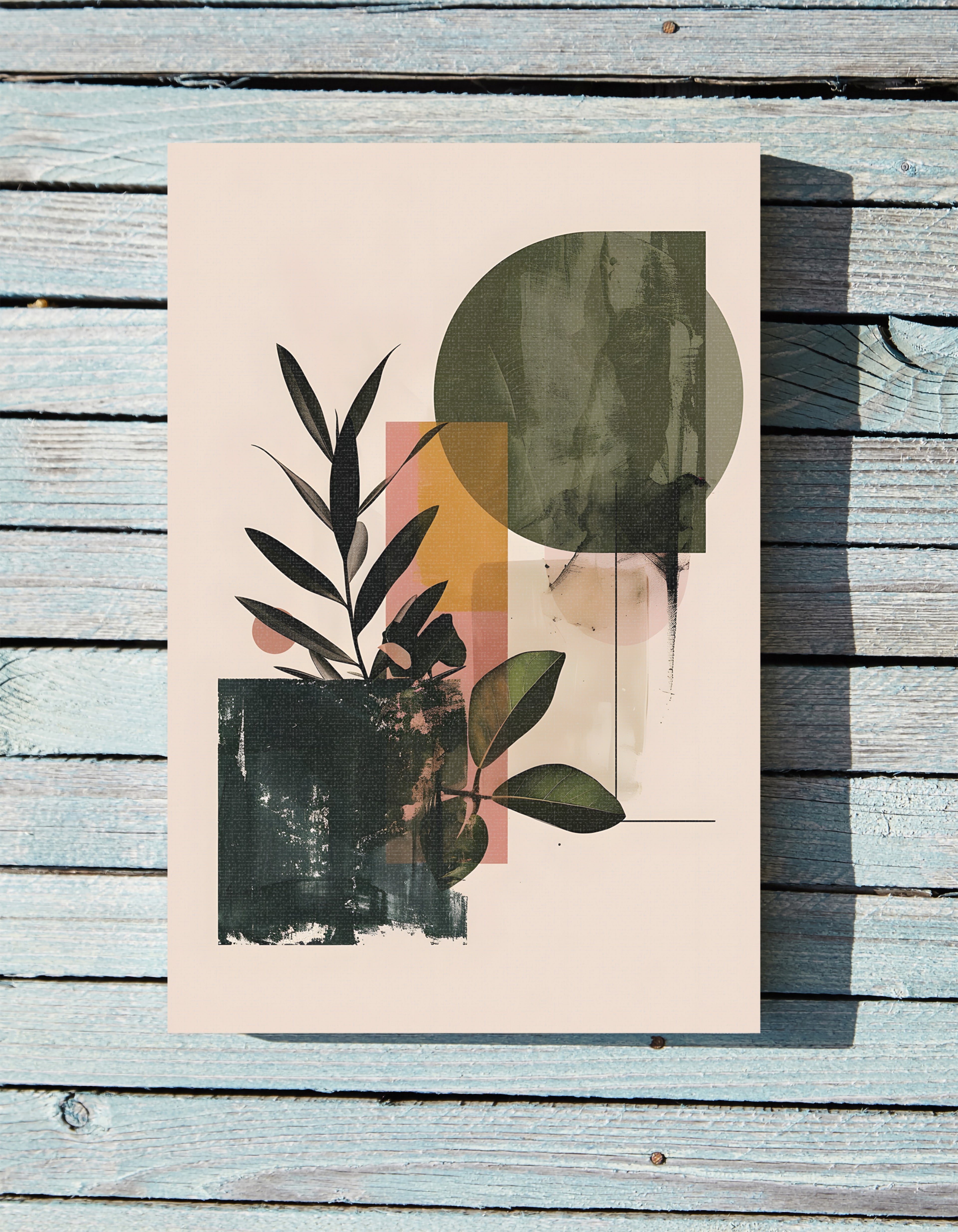.75" Matte Canvas - Sage Geometry Botanicals