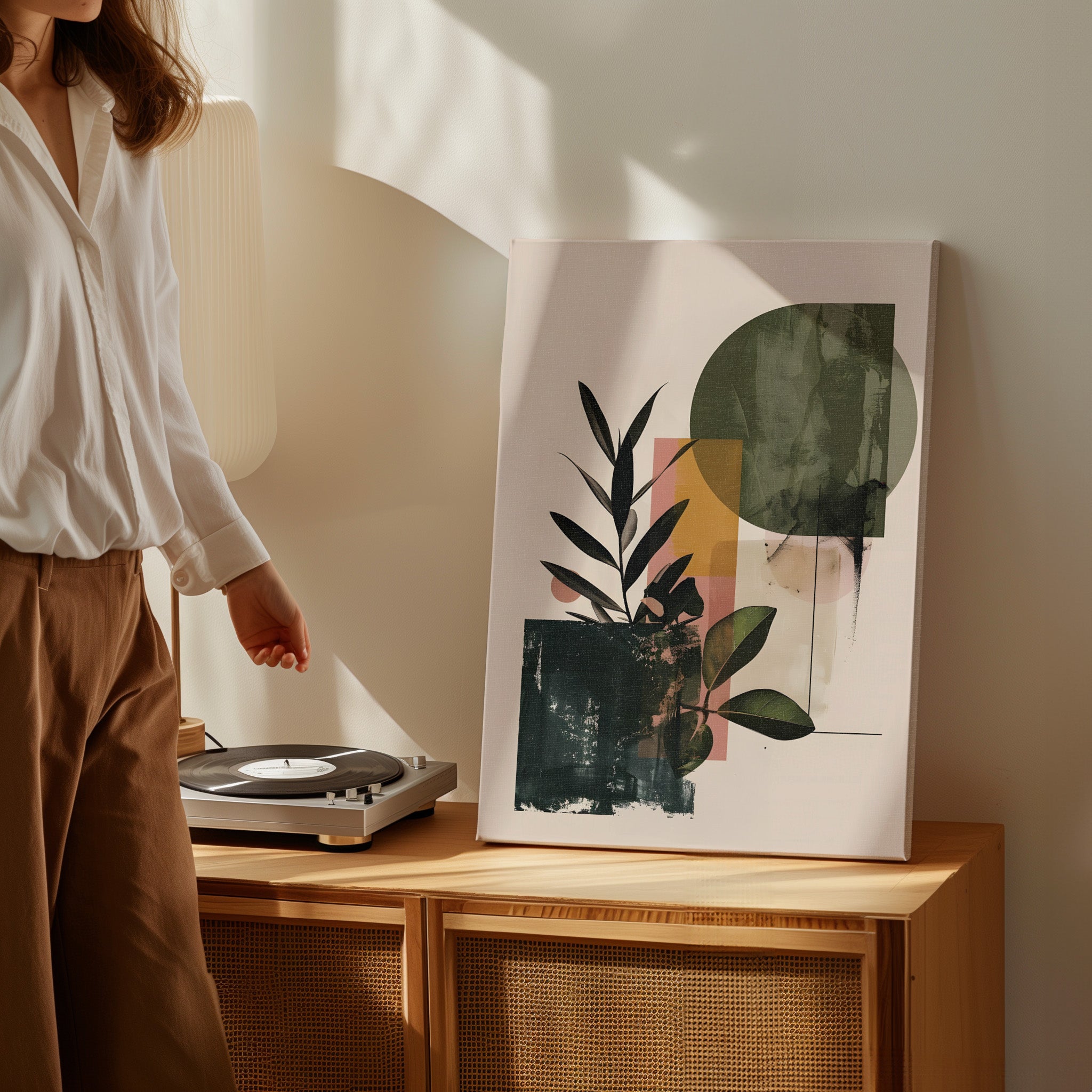 .75" Matte Canvas - Sage Geometry Botanicals