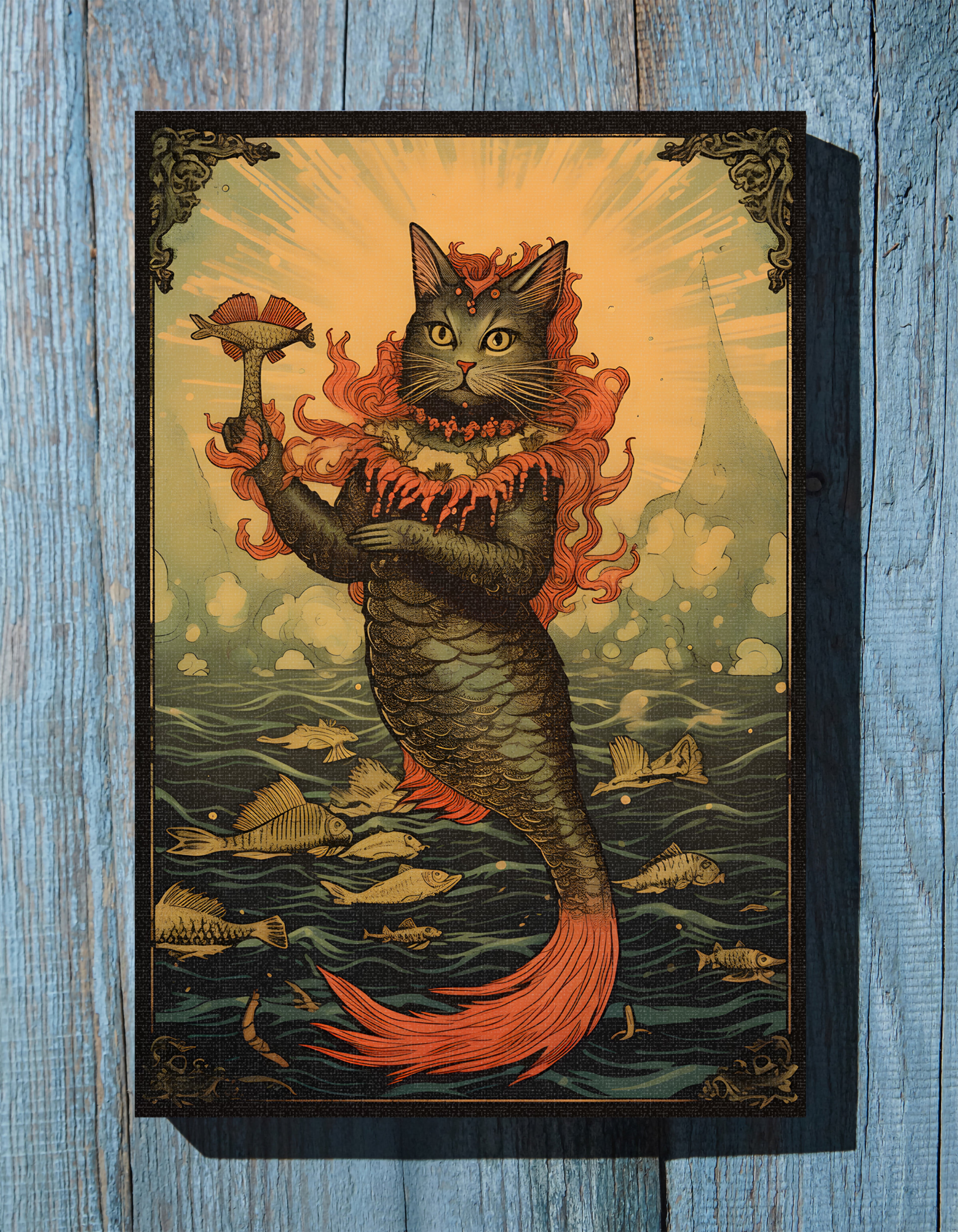 .75&quot; Matte Canvas - Fiery Feline of the Sea