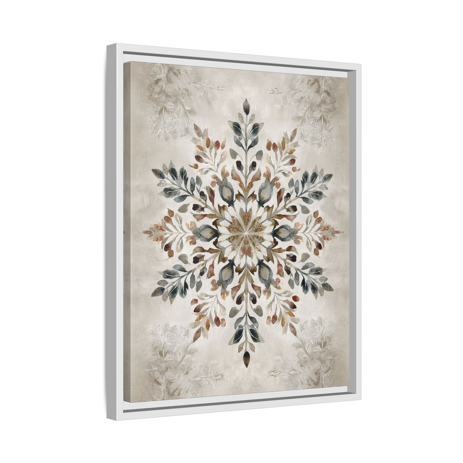 Framed Canvas - Nordic Botanical Snowflake