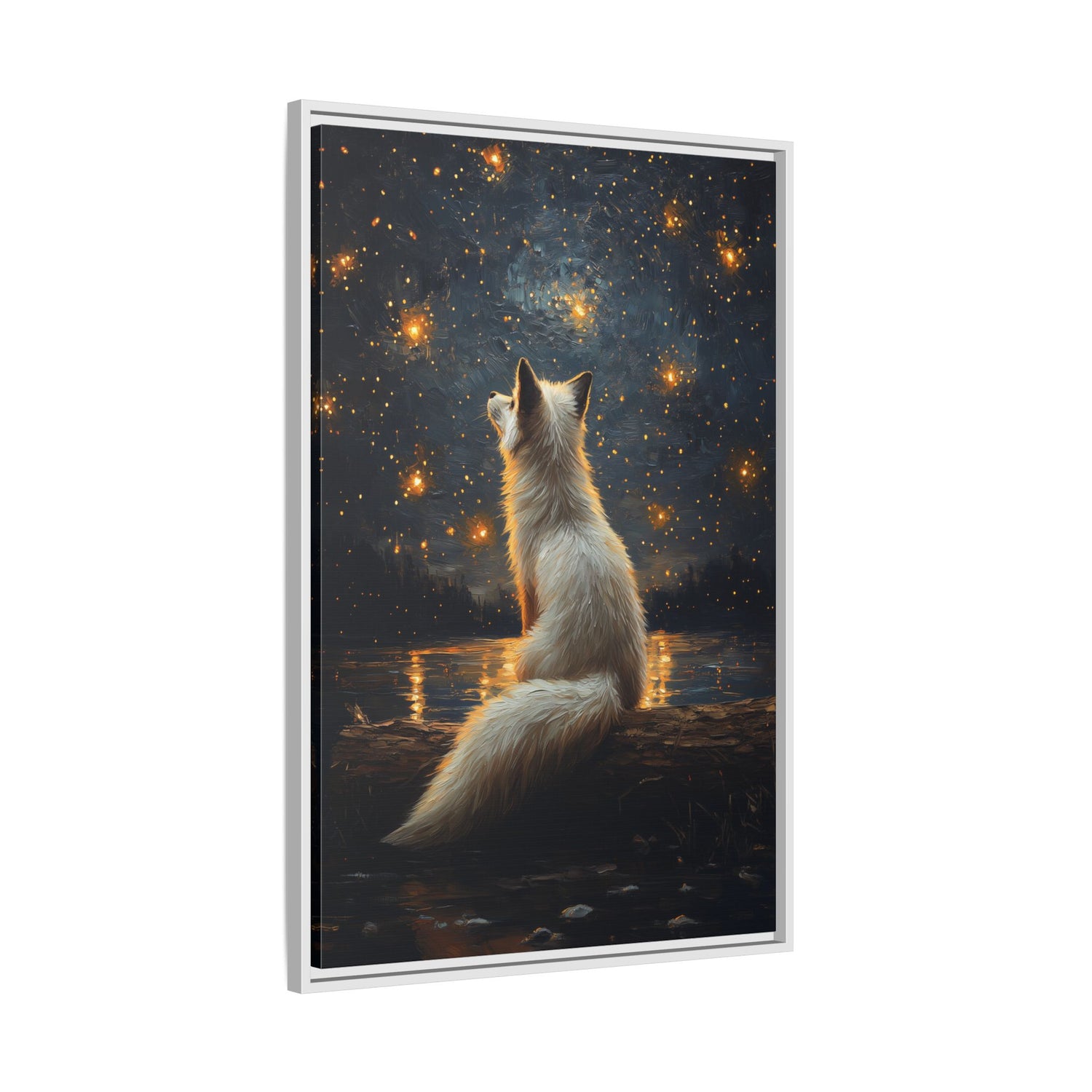 Framed Canvas - Stargazing Fox Reverie