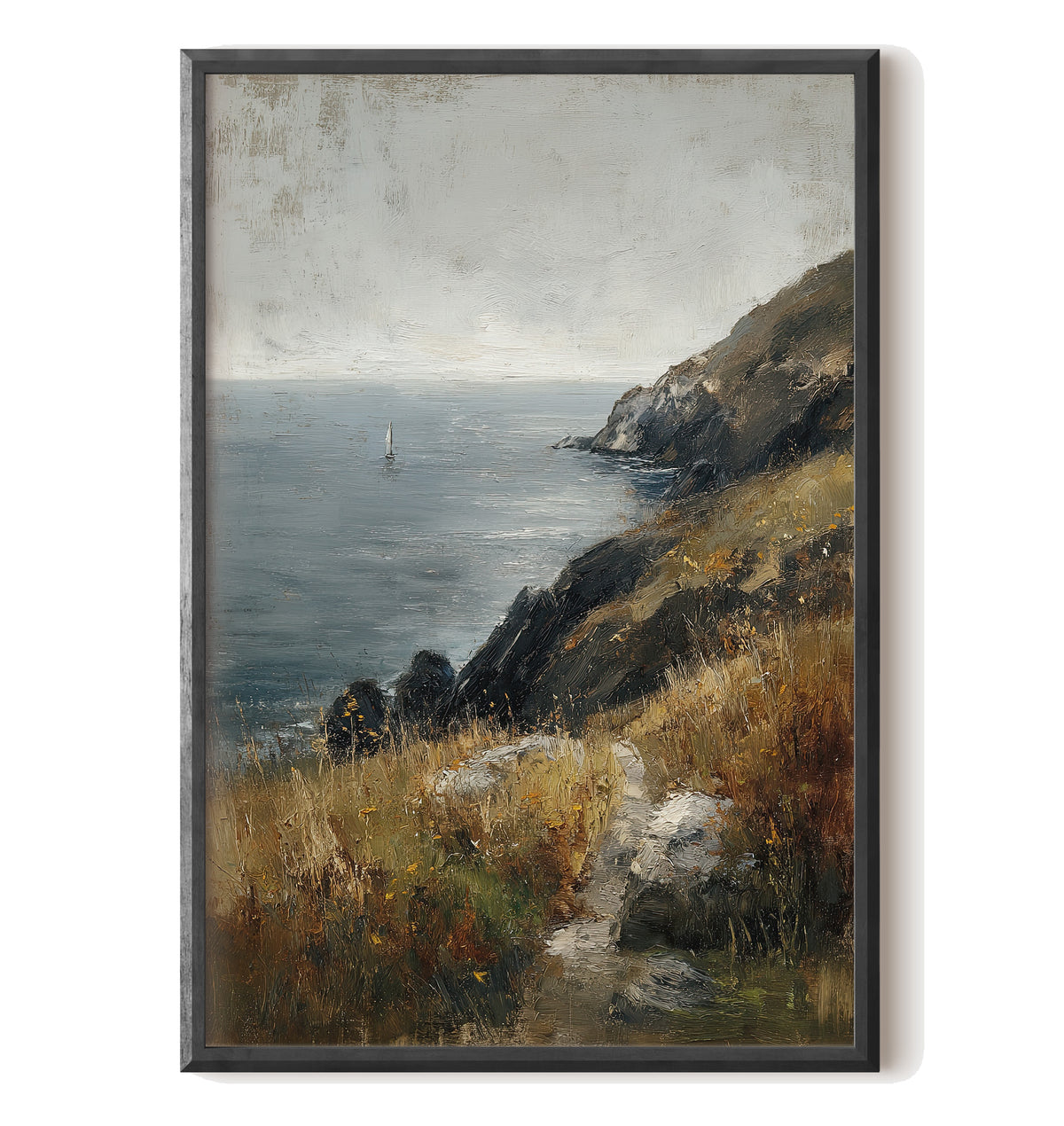 Cliffside Sailboat Seascape