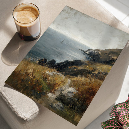 Cliffside Sailboat Seascape