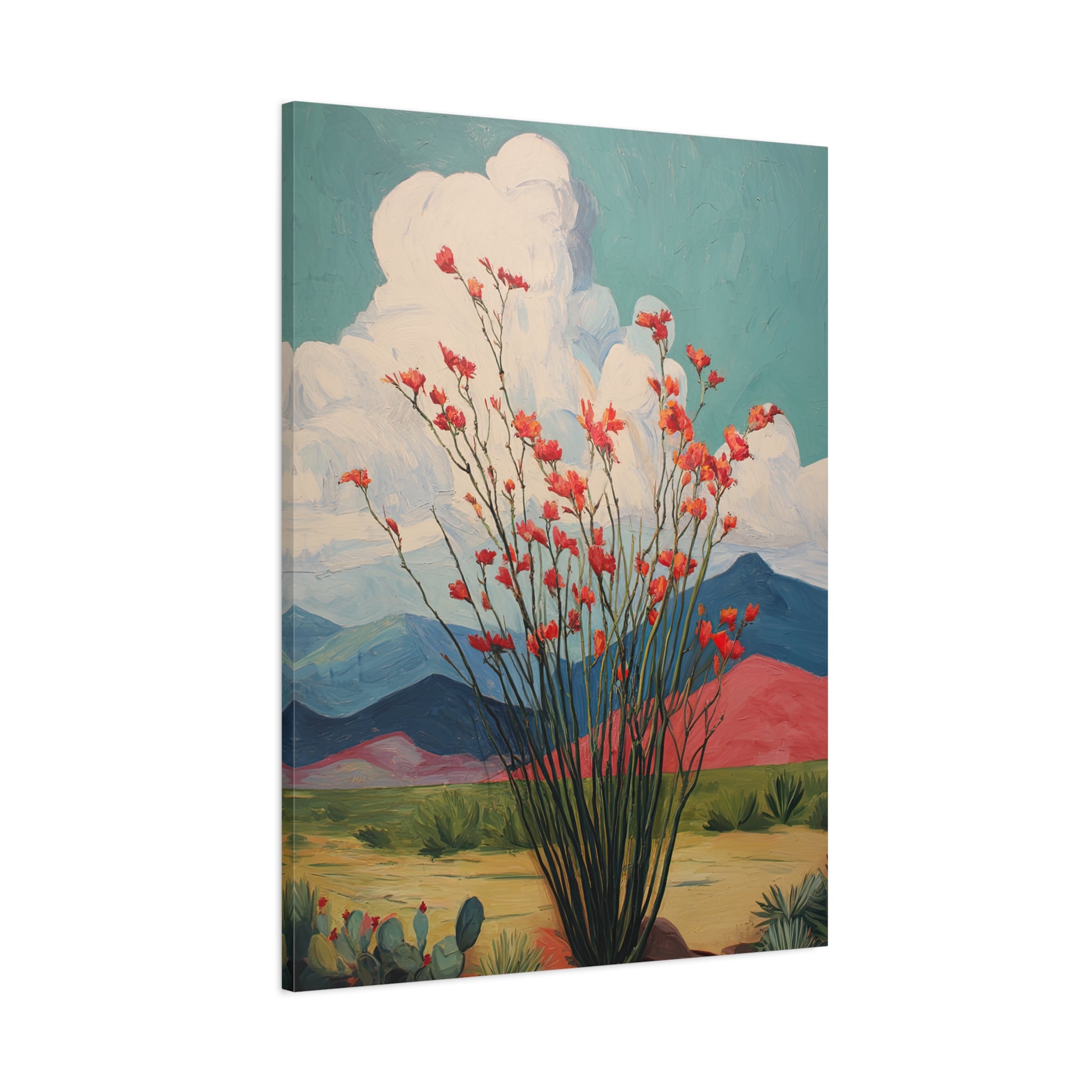 1.25" Matte Canvas - Ocotillo Cactus Desert Bloom