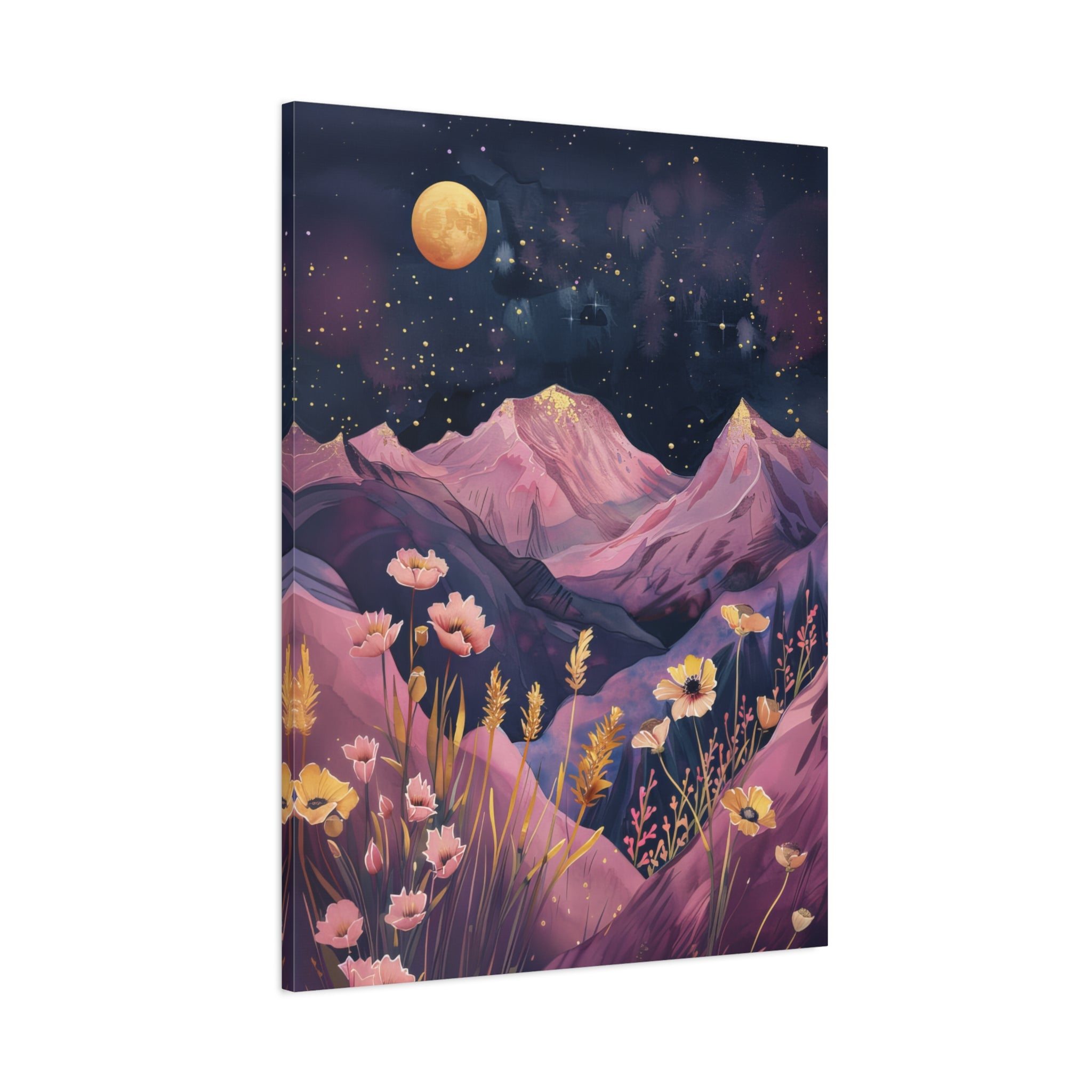 1.25" Matte Canvas - Golden Moon Over Lavender Peaks