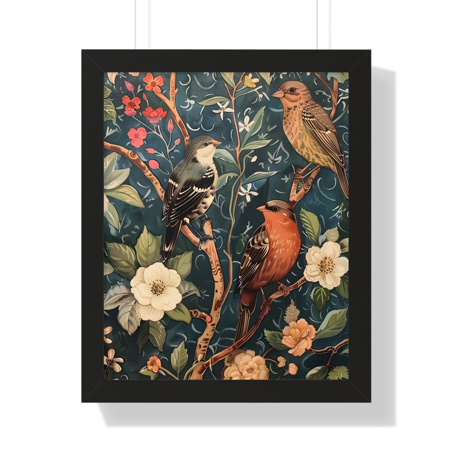 Framed Paper Print - Robin and Sparrow Symphony