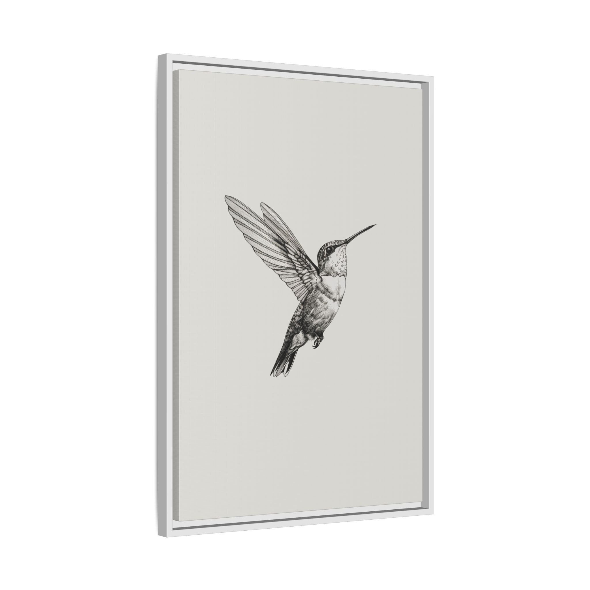Framed Canvas - Flying Hummingbird Line Study