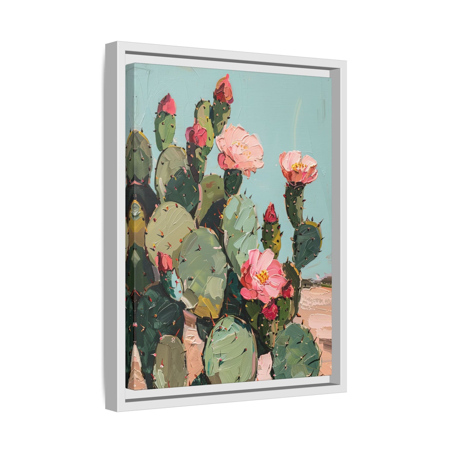 Framed Canvas - Arizona Blooming Cactus Color