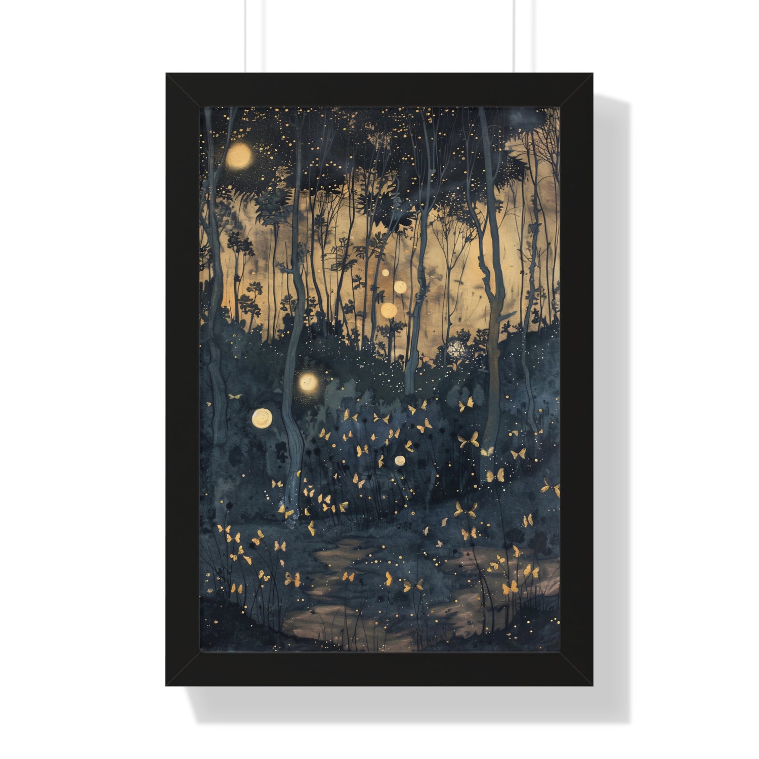 Framed Paper Print - Golden Firefly Nightscape