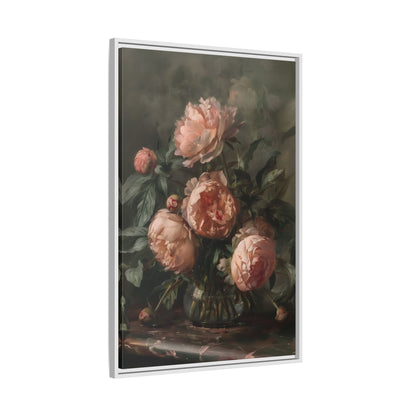 Framed Canvas - Vintage Blush Peony Bouquet