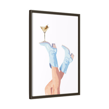 Framed Canvas - Boots Up, Cheers Babe