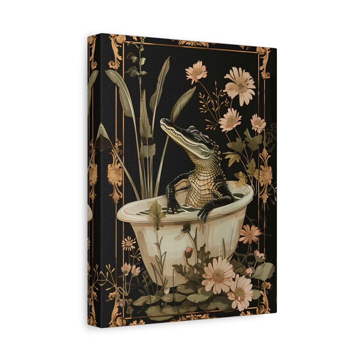 1.25" Matte Canvas - Crocodile in Bloom Bath Bliss