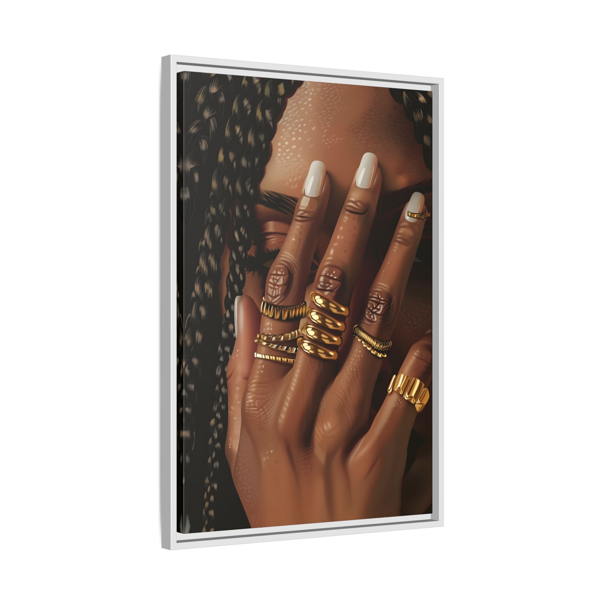 Framed Canvas - Braided Golden Ring Beauty