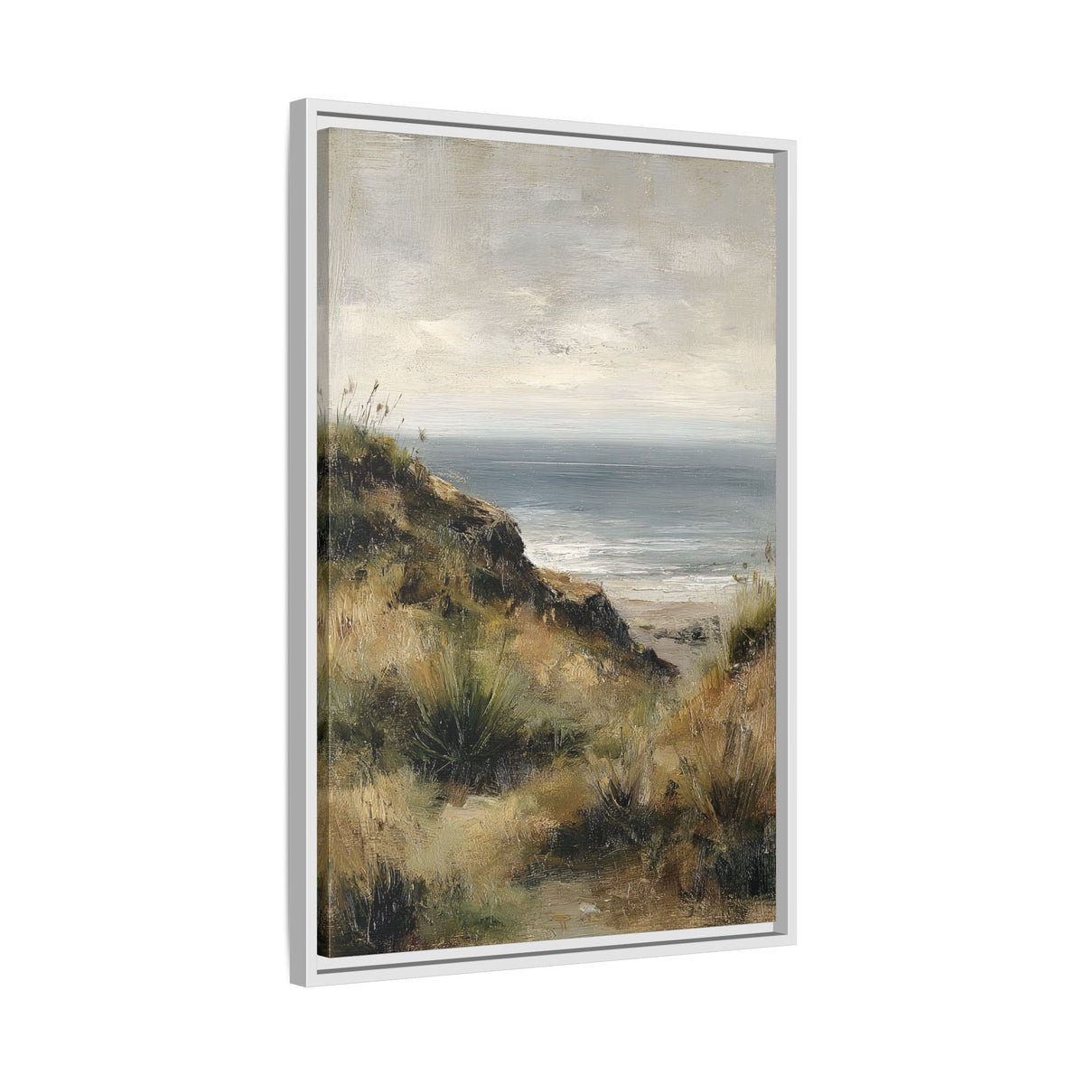 Framed Canvas - Misty Coastal Seascape