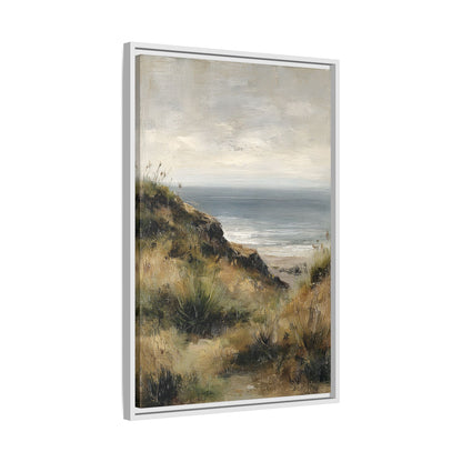 Framed Canvas - Misty Coastal Seascape