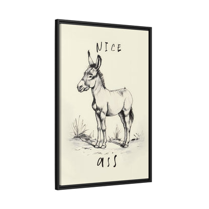 Framed Canvas - Donkey Line Art Humor