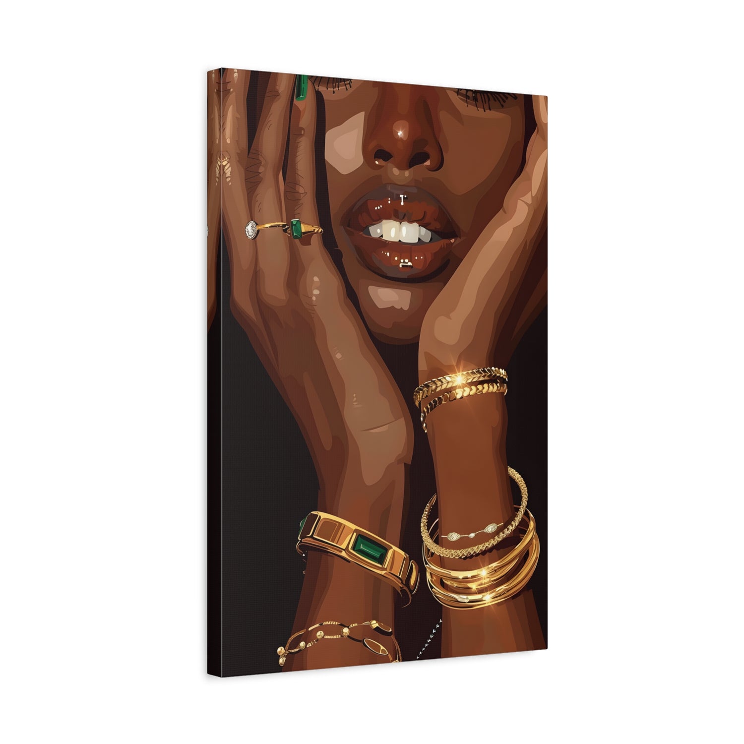 1.25" Matte Canvas - Golden Emerald Beauty Portrait