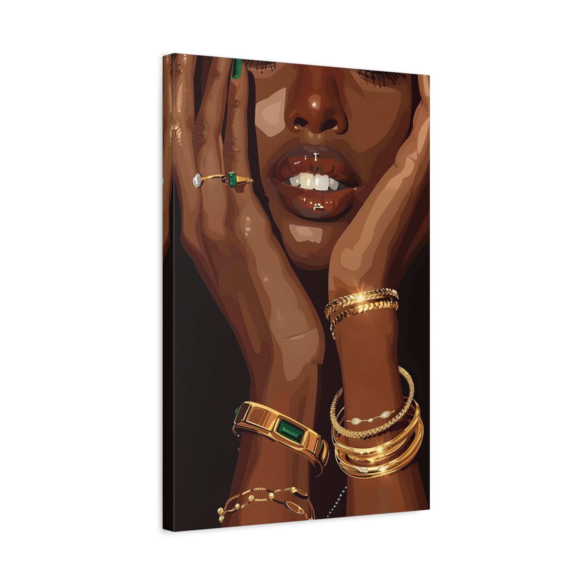 1.25" Matte Canvas - Golden Emerald Beauty Portrait