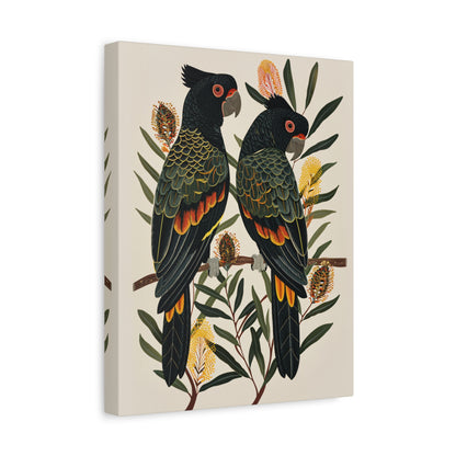1.25" Matte Canvas - Black Cockatoos Among Banksia