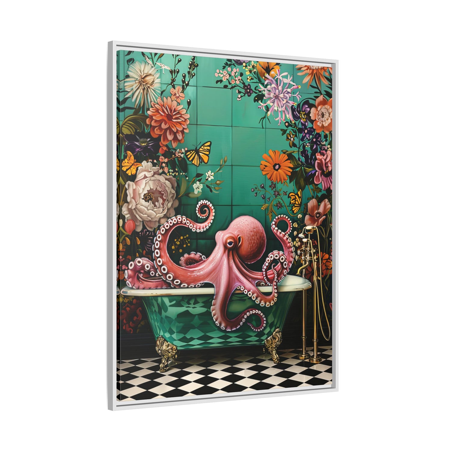 Framed Canvas - Octopus Bath Royale