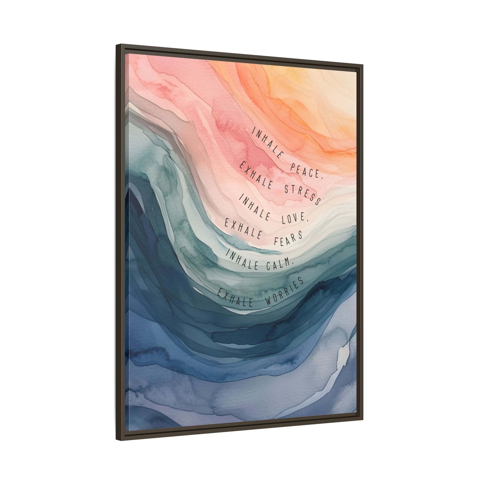 Framed Canvas - Inhale Exhale Watercolor Calm