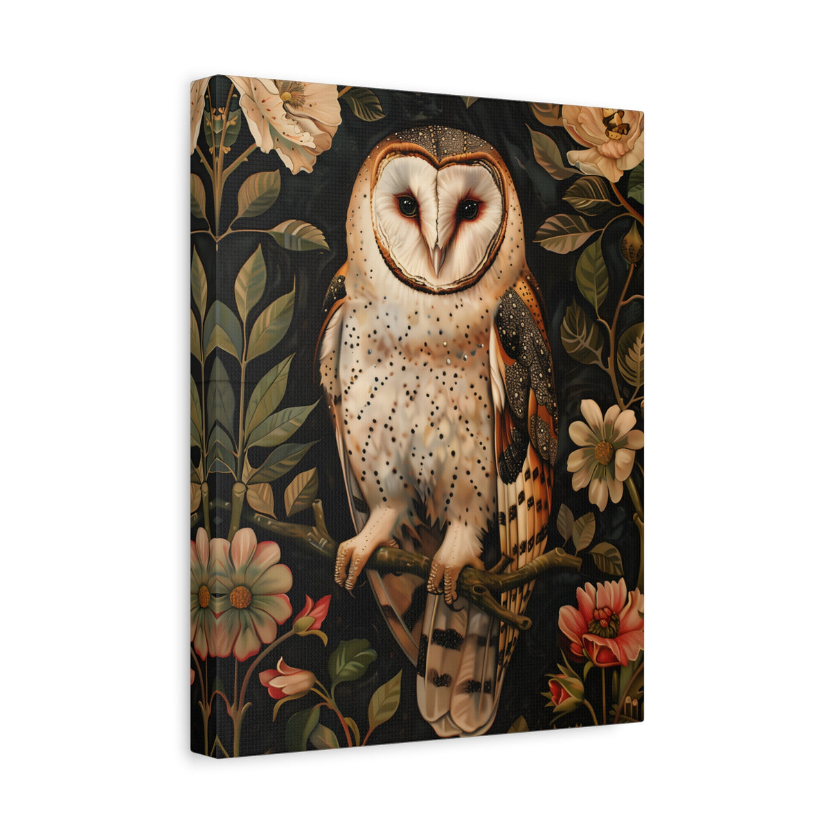 1.25" Matte Canvas - Nocturnal Bloom Owl