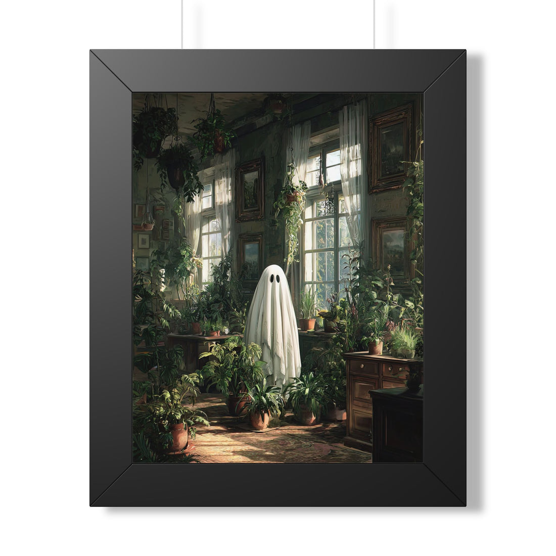 Framed Paper Print - Ghost Among Houseplants