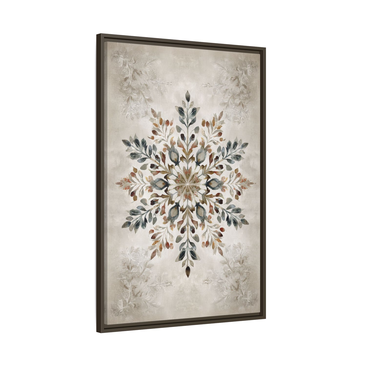 Framed Canvas - Nordic Botanical Snowflake