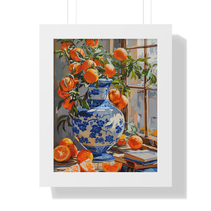 Framed Paper Print - Sunlit Citrus &amp; Porcelain