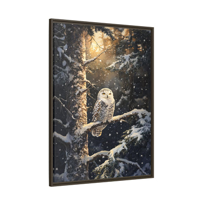 Framed Canvas - Silent Gaze Snow Owl