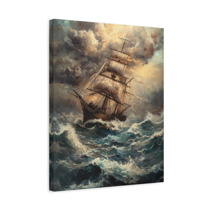 1.25" Matte Canvas - Stormy Voyage Sailing Ship