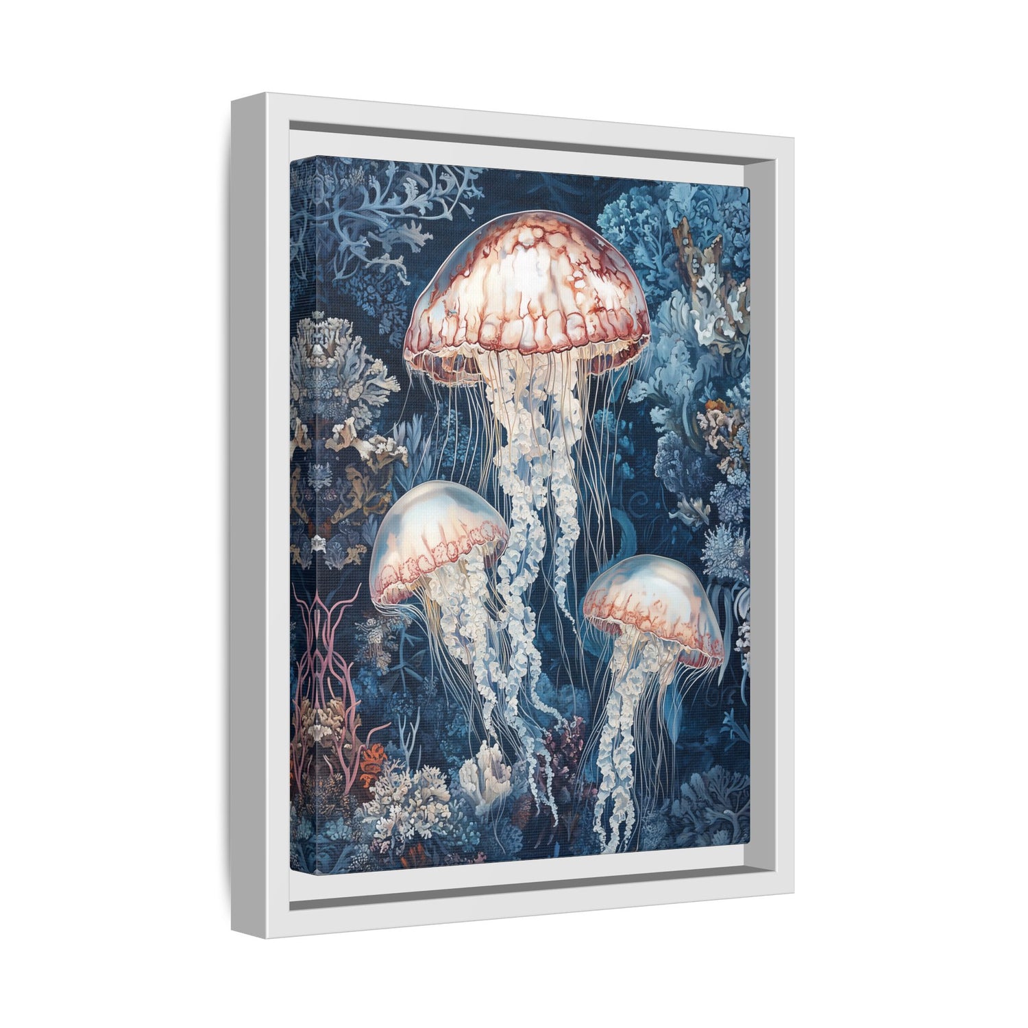 Framed Canvas - Ethereal Ocean Jellyfish