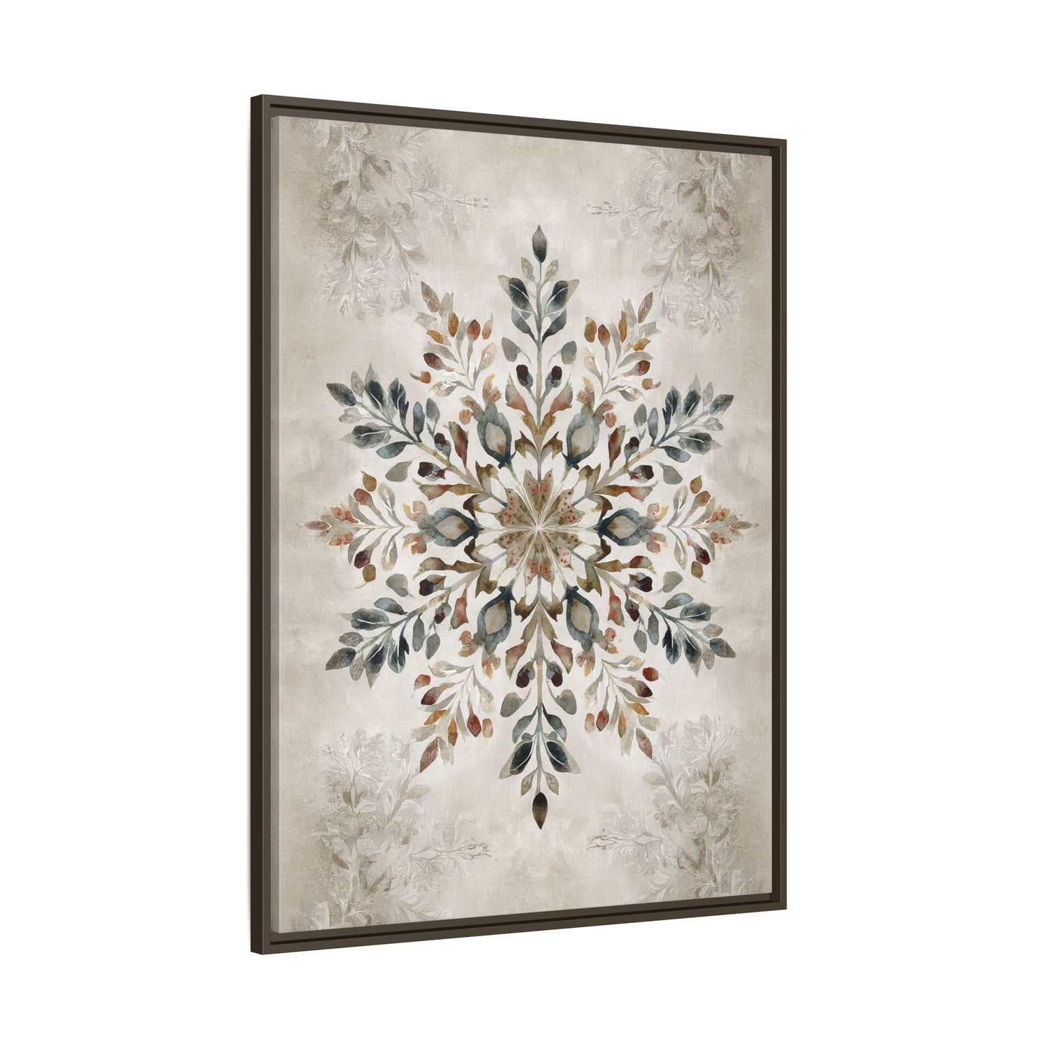 Framed Canvas - Nordic Botanical Snowflake