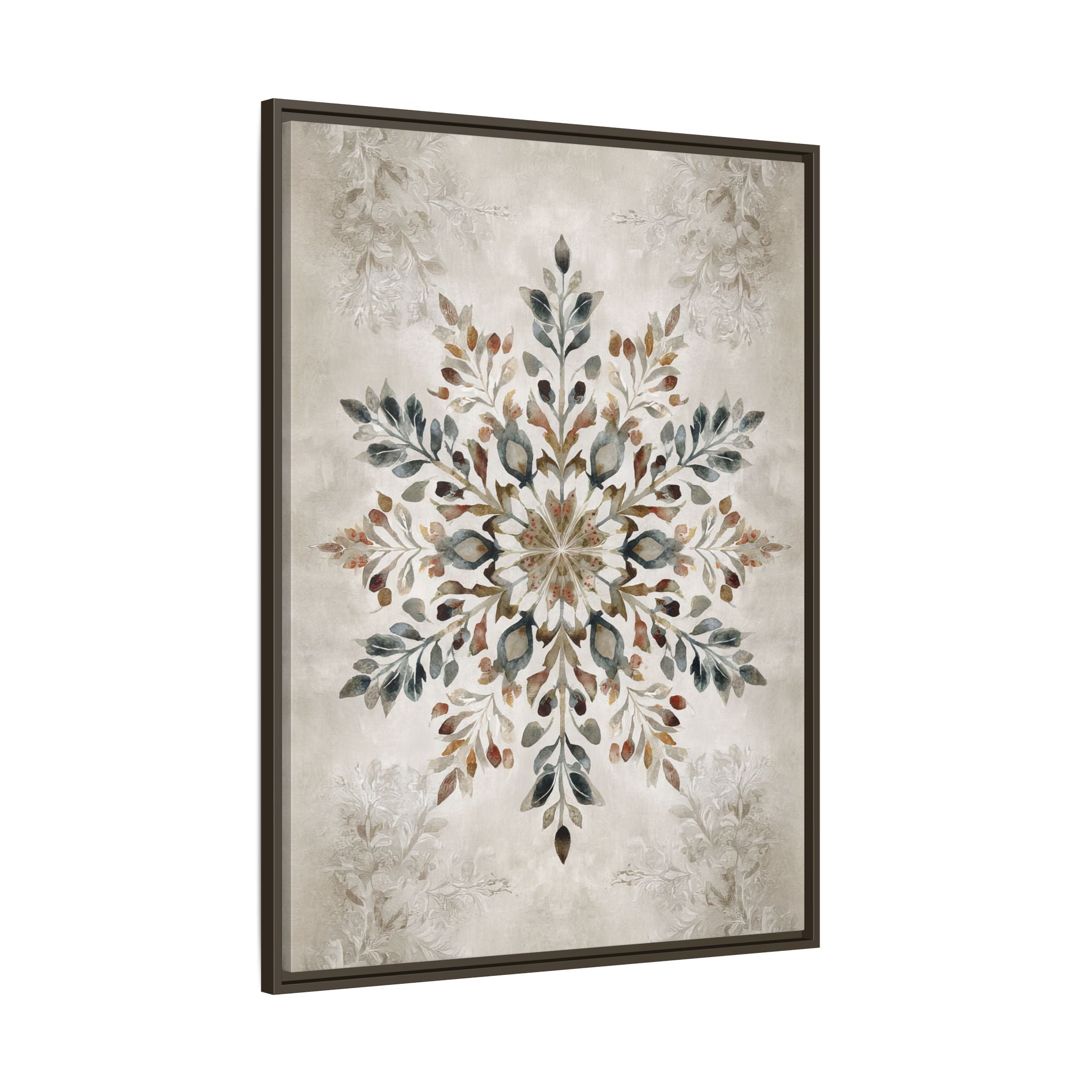 Framed Canvas - Nordic Botanical Snowflake