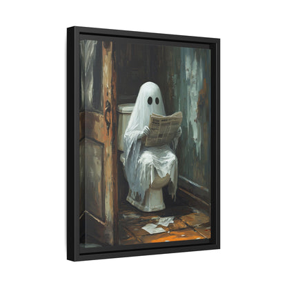 Framed Canvas - Ghostly Bathroom Break