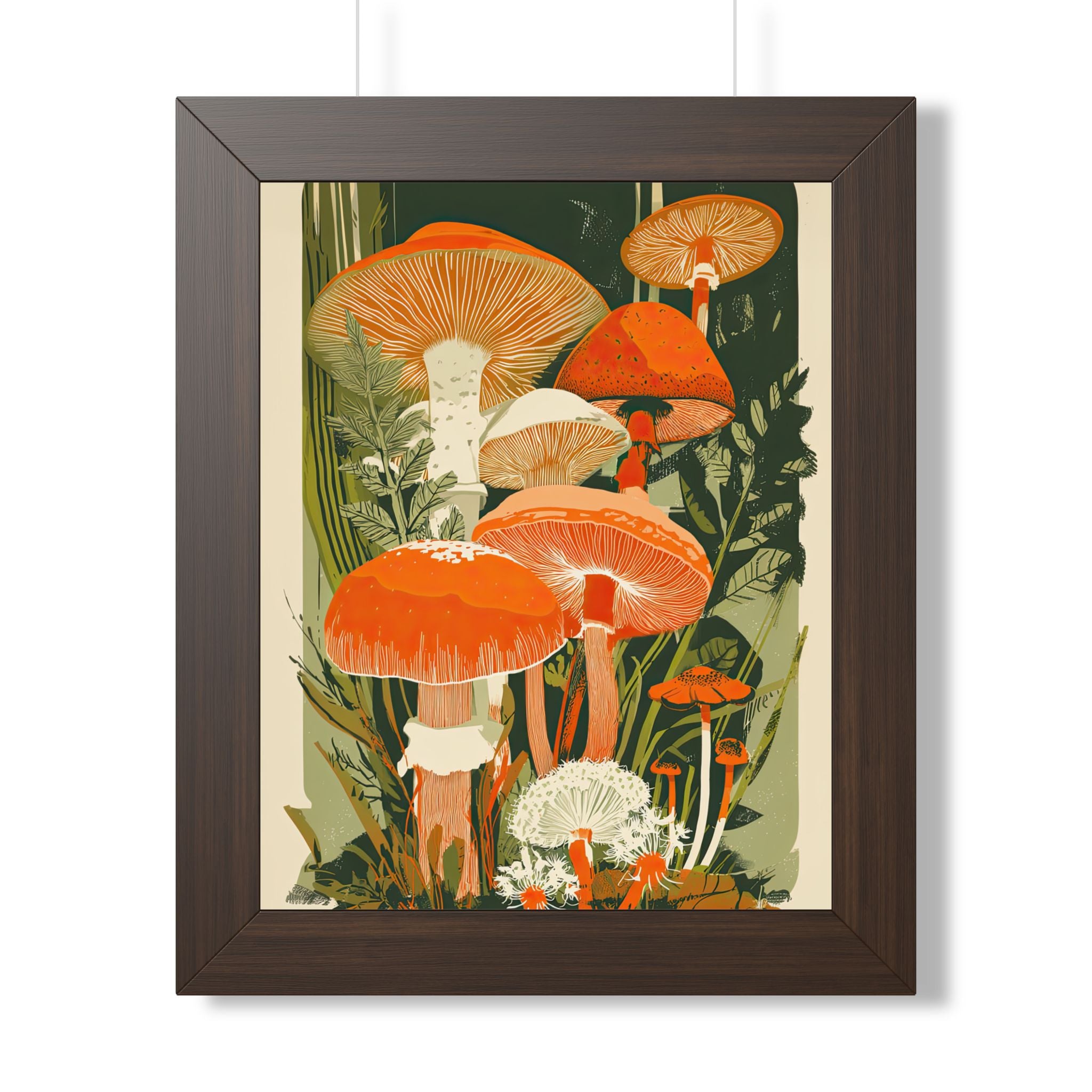 Framed Paper Print - Groovy Woodland Mushrooms