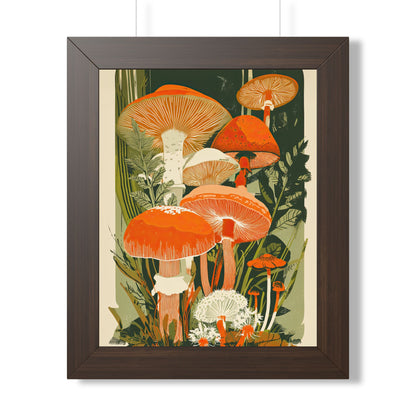 Framed Paper Print - Groovy Woodland Mushrooms