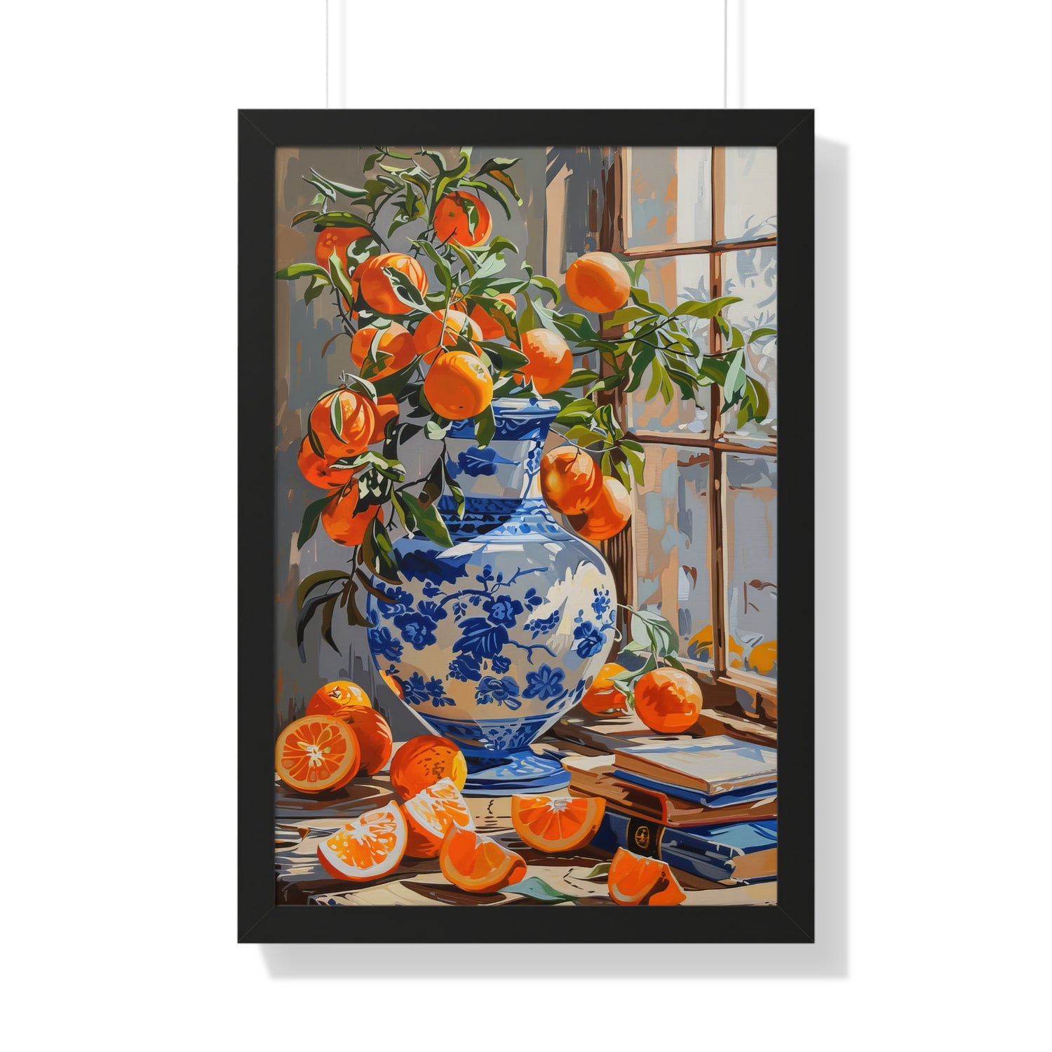 Framed Paper Print - Sunlit Citrus &amp; Porcelain